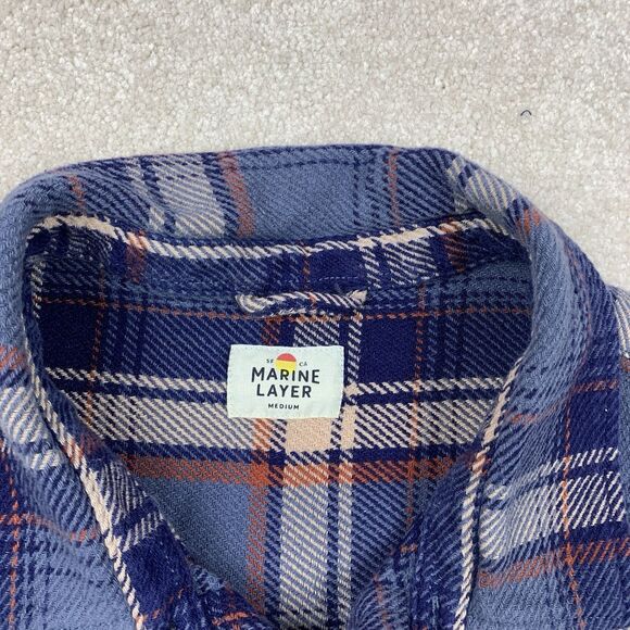 Marine Layer Men’s Shirt Textured Twill Flannel Medium Plaid Long Sleeve Outdoor - Picture 8 of 12